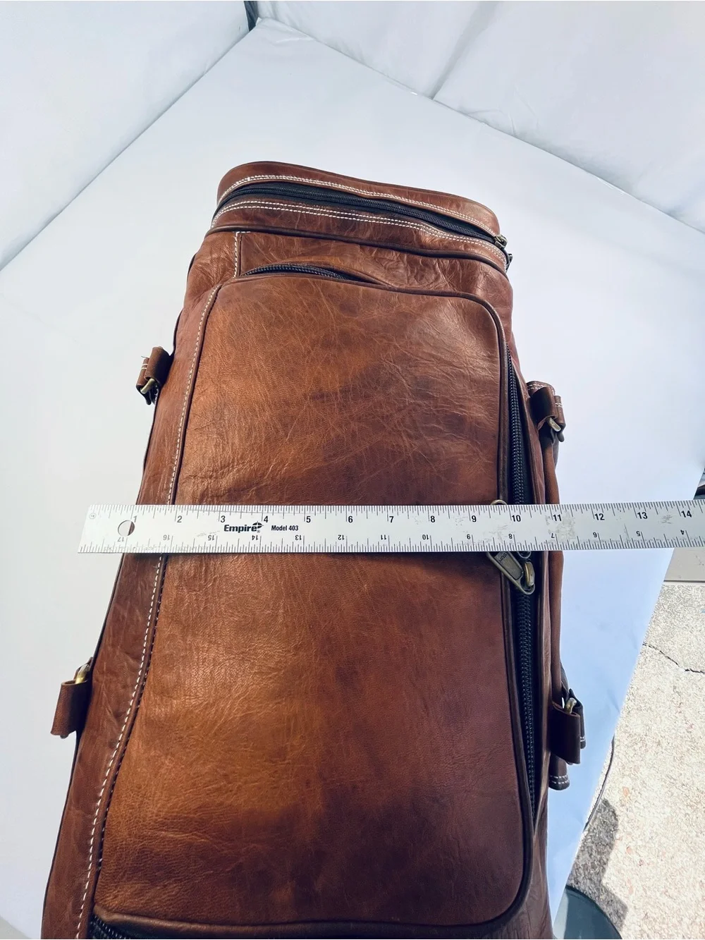 Classic Genuine Brown Leather Traveler Weekender Duffel Bag (Hand Made)